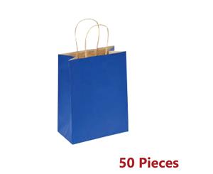 50pcs 220x280x110mm Bulk Craft Paper Gift Carry Bags Medium with Paper Handles - RoyalBlue