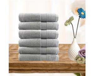 6 Piece Ultra-light Cotton Hand Towel in Silver