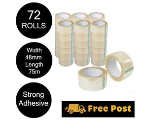 72 Rolls Clear Packaging Tape Heavy Duty Sticky Packing Adhesive Thickness 45 Micron [48mm x 75 metres]