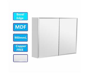 900x720x150mm Bevel Edge White Shaving Cabinet With Mirror MDF