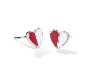 .925 Sterling Silver Harmonious Red Love Earrings-Silver