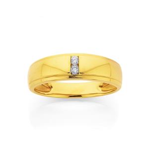 9ct Gold Diamond Gents Ring