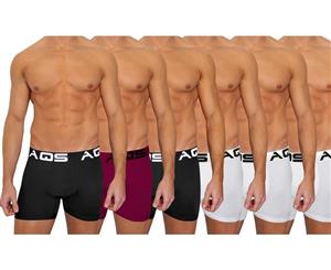 AQS - Men's Boxers Pack of 6 - Black Black Burgundy + White White White