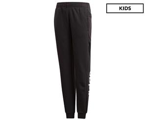 Adidas Girls' Essential Linear Fleece Trackpants / Tracksuit Pants - Black/White