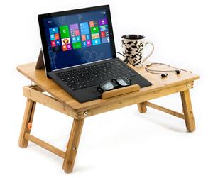 Aleratec Natural Bamboo Laptop Cooling Stand Up To 15in Bed Table Tray