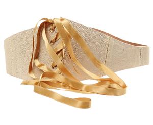 Alexander McQueen Women's Laced Leather Belt - Gold