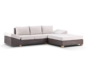 Anantara Outdoor Modular Chaise Lounge With Coffee Table - Outdoor Wicker Lounges - Chestnut Brown Right chaise