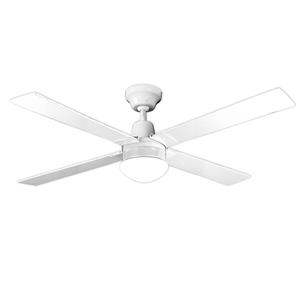 Arlec 120cm White 4 Blade Ceiling Fan With Oyster Light