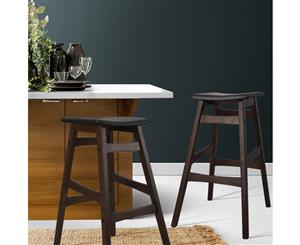 Artiss 2x Rubber Wood Bar Stools Wooden Bar Stool Dining Chairs Kitchen Black