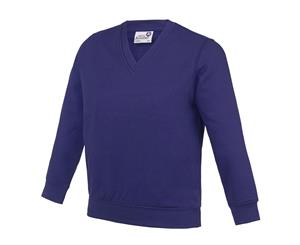 Awdis Academy Childrens/Kids Junior V Neck School Jumper/Sweatshirt (Pack Of 2) (Purple) - RW6680
