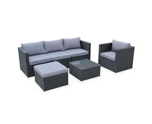 BENITO 5 Seater Outdoor Lounge Set Wicker | Exists in 2 Colours - Black/Grey