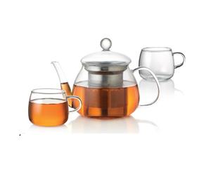 Baccarat Barista Glass Teapot and Cup 3 Piece Set