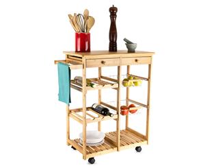 Bamboo 85cm Kitchen Trolley w/ Draws - Natural