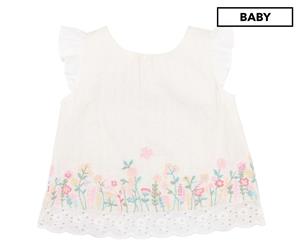 Bebe by Minihaha Baby Flora Embroidered Top - Cloud