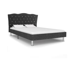 Bed Frame Dark Grey Fabric Double Upholstered Bedroom Base Furniture