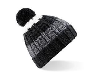 Beechfield Unisex Chamonix Combi Winter Beanie Bobble Hat (Black/ Graphite Grey/ White) - RW4091
