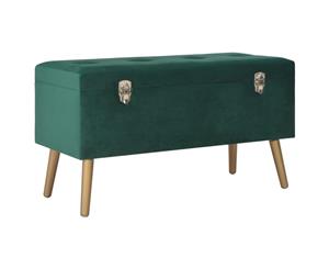 Bench with Storage Compartment 80cm Green Velvet Entryway Padded Seat