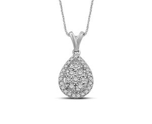 Bevilles Sterling Silver 0.25ct Diamond Pear Necklace Pendant