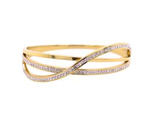Bevilles Yellow Stainless Steel Plain Crystal Crossover Bangle