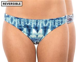 Billabong Women's Reversible Beach Haze Tropical Bikini Bottom - Mosaic Blue