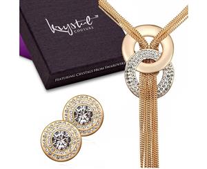 Boxed Horizons Long Necklace Set Embellished with Swarovski crystals-Dual Tone/Dual Tone