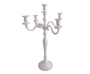 CHRISTINE Large 60cm Tall 5 Candle Candelabra - White
