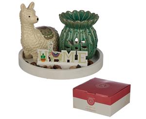 Cactus Oil Burner & Llama Ceramic Figurine Eden Aroma Set