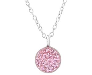 Children's Sterling Silver Glitter Round Purple Necklace