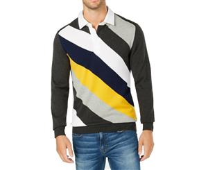 Club Room Blue Yellow Men 3XL Polo Rugby Stripe Sweater Shirt