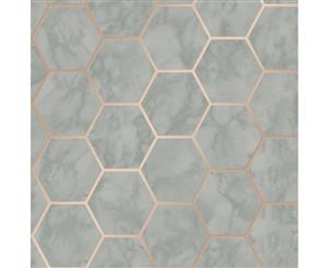 Crown Metro Hex Marble Wallpaper Charcoal (M1513)