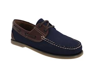 Dek Mens Moccasin Boat Shoes (Navy Blue/BrownNubuck/Leather) - DF676