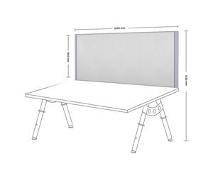 Desk Mounted Privacy Screen Silver Frame - 1200mm - city fabric silver frame screen clamp bracket white