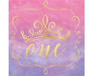 Disney Princess Once Upon A Time 1st Birthday Lunch Napkins Hot Stamped 16 Pack
