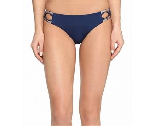 Dolce Vita Womens Swimwear Blue Large L Strappy Hardware Bikini Bottom
