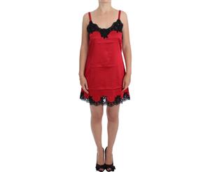 Dolce & Gabbana Red Black Silk Lace Dress Lingerie