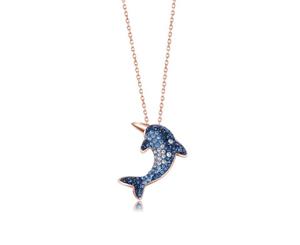 Dolphin Crystal Pendant Necklace - Blue