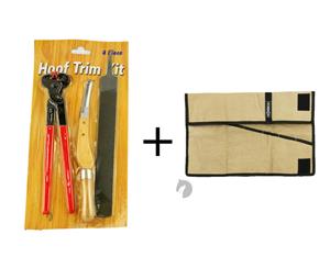 Farrier Tools Hoof Trim Shoeing Kit Hoof Nipper Rasp Knife 4 Pieces+Bag Roll