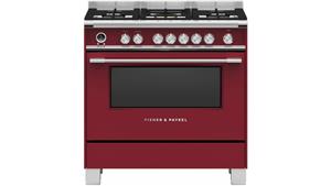 Fisher & Paykel 900mm Pyrolytic Freestanding Dual Fuel Cooker - Red