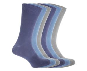 Floso Mens Cotton Mix Lycra Socks (Pack Of 6) (Navy/Blue/Grey) - MB465