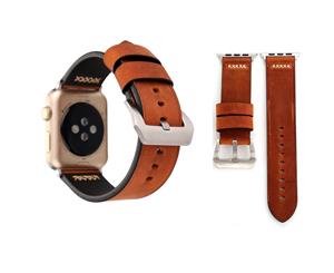 For Apple Watch Series 4321 Coffee Retro Genuine Leather Strap 44mm42mm
