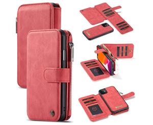 For iPhone 11 Case Wallet PU Leather Detachable Flip Cover Red