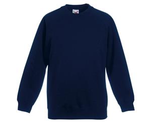 Fruit Of The Loom Childrens Unisex Raglan Sleeve Sweatshirt (Deep Navy) - BC1365
