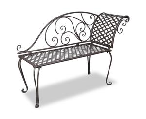 Garden Chaise Lounge 128cm Steel Antique Brown Outdoor Seating Bench