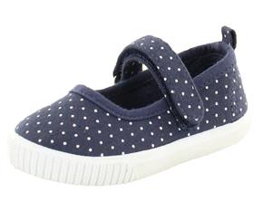 Girls Navy and White Canvas Shoes with Touch Fastening
