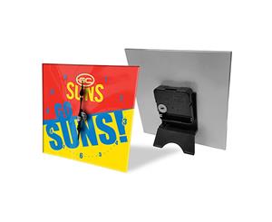Gold Coast Suns AFL Team Mini Analogue Glass Clock - Go Suns!