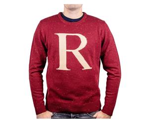 Harry Potter Christmas Jumper Ugly Ron Weasley R Logo Official Mens - Red