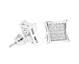 Iced Out Bling Micro Pave Earrings - K-KITE 10mm - Silver