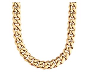 Iced Out Bling Stainless Steel CUBAN CURB CHAIN - 12mm gold - Gold