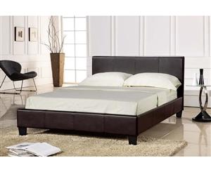 Istyle Prada King Bed Frame Pu Leather Brown