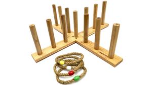 Jenjo Giant Wooden Rope Ring Toss Quoits Outdoor Game Set